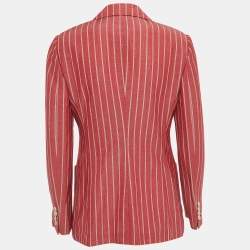 Pre Owned Loro Piana Red Striped Wool Blend Blazer M