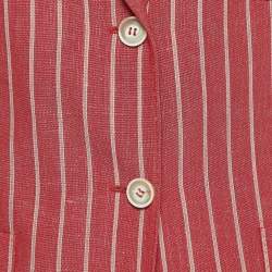 Pre Owned Loro Piana Red Striped Wool Blend Blazer M