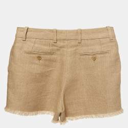 Loro Piana Brown Linen Fringed Shorts S