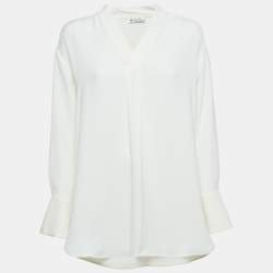 Loro Piana White Silk V-Neck Blouse S