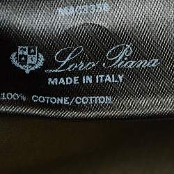 Pre Owned Loro Piana Olive Green Logo Embroidered Cotton Knit Fitted T-Shirt S
