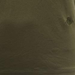 Pre Owned Loro Piana Olive Green Logo Embroidered Cotton Knit Fitted T-Shirt S