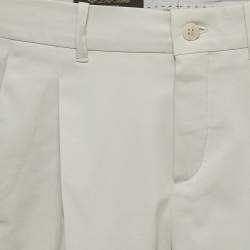 Pre Owned Loro Piana Off White Cotton Buttoned Formal Trousers S
