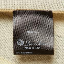 Pre Owned Loro Piana Yellow Stripe Cashmere Knit Sleeveless Flared Maxi Dress S