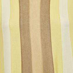 Pre Owned Loro Piana Yellow Stripe Cashmere Knit Sleeveless Flared Maxi Dress S