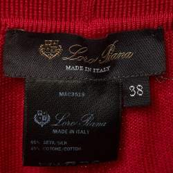 Pre Owned Loro Piana Red Rib Knit Bermuda Shorts S