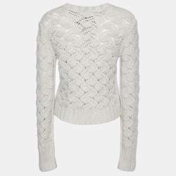 Pre Owned Loro Piana Pale Grey Chunky Cashmere Knit Sweater M