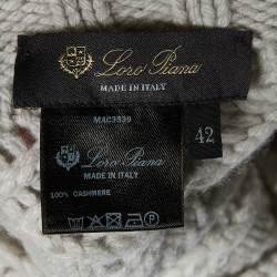 Pre Owned Loro Piana Pale Grey Chunky Cashmere Knit Sweater M