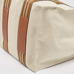 Loro Piana Natural/Multicolor Canvas The Suitcase Striped Tote