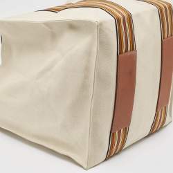 Loro Piana Natural/Multicolor Canvas The Suitcase Striped Tote