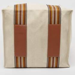 Loro Piana Natural/Multicolor Canvas The Suitcase Striped Tote