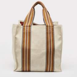 Loro Piana Natural/Multicolor Canvas The Suitcase Striped Tote