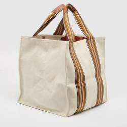 Loro Piana Natural/Multicolor Canvas The Suitcase Striped Tote