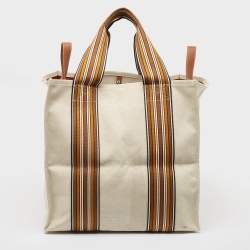 Loro Piana Natural/Multicolor Canvas The Suitcase Striped Tote