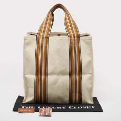 Loro Piana Natural/Multicolor Canvas The Suitcase Striped Tote