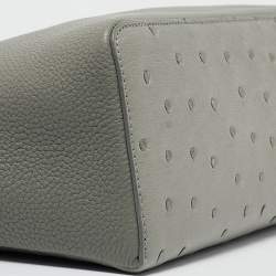 Pre Owned Loro Piana Light Green Ostrich Leather Extra Pocket L27 Pouch Bag