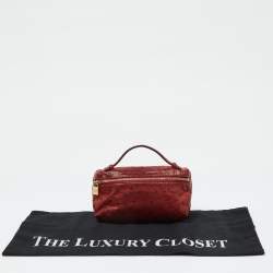 Pre Owned Loro Piana Brick Brown Ostrich Zip Pouch