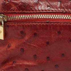 Pre Owned Loro Piana Brick Brown Ostrich Zip Pouch
