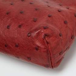 Pre Owned Loro Piana Brick Brown Ostrich Zip Pouch