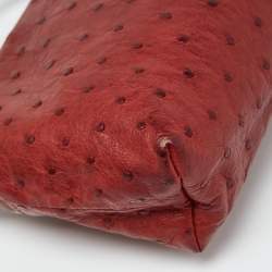 Pre Owned Loro Piana Brick Brown Ostrich Zip Pouch