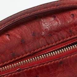 Pre Owned Loro Piana Brick Brown Ostrich Zip Pouch