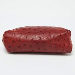 Pre Owned Loro Piana Brick Brown Ostrich Zip Pouch