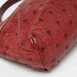 Pre Owned Loro Piana Brick Brown Ostrich Zip Pouch
