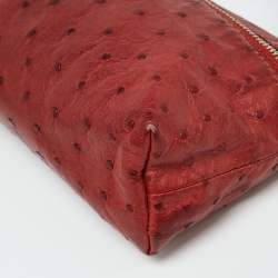 Pre Owned Loro Piana Brick Brown Ostrich Zip Pouch