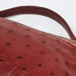 Pre Owned Loro Piana Brick Brown Ostrich Zip Pouch