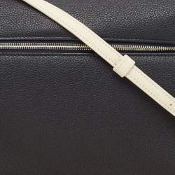 Loro Piana Blue Marine/White Leather Braided Extra Pocket L27 Pouch Bag