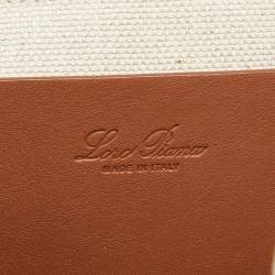 Loro Piana Beige/Brown Canvas Medium Cube The Suitcase Stripe Tote