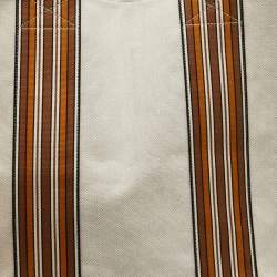 Loro Piana Beige/Brown Canvas Medium Cube The Suitcase Stripe Tote