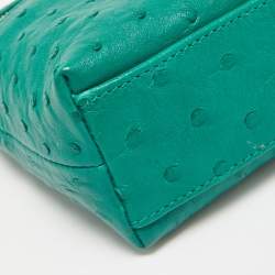 Pre Owned Loro Piana Green Ostrich Zip L19 Pouch