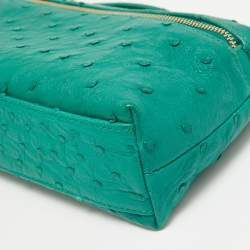Pre Owned Loro Piana Green Ostrich Zip L19 Pouch