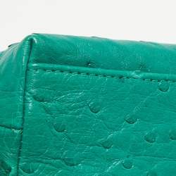 Pre Owned Loro Piana Green Ostrich Zip L19 Pouch