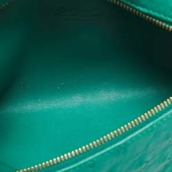 Pre Owned Loro Piana Green Ostrich Zip L19 Pouch