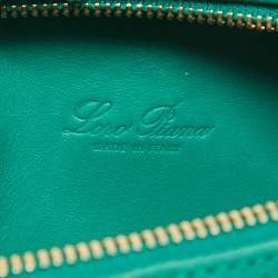 Pre Owned Loro Piana Green Ostrich Zip L19 Pouch