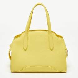 Pre Owned Loro Piana Yellow Leather Medium Sesia Tote
