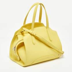 Pre Owned Loro Piana Yellow Leather Medium Sesia Tote