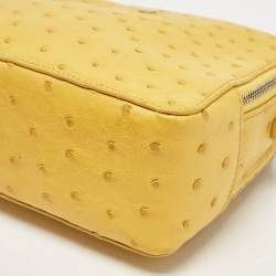 Pre Owned Loro Piana Yellow Ostrich Mini Clui Crossbody Bag