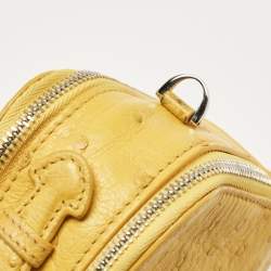 Pre Owned Loro Piana Yellow Ostrich Mini Clui Crossbody Bag