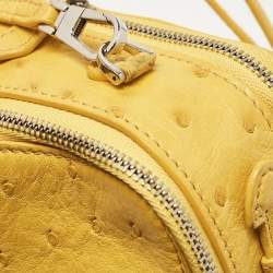 Pre Owned Loro Piana Yellow Ostrich Mini Clui Crossbody Bag