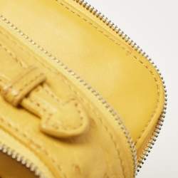 Pre Owned Loro Piana Yellow Ostrich Mini Clui Crossbody Bag