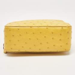 Pre Owned Loro Piana Yellow Ostrich Mini Clui Crossbody Bag