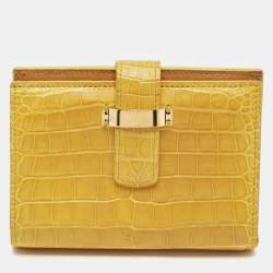 Loro Piana Yellow Crocodile Compact Wallet