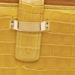 Loro Piana Yellow Crocodile Compact Wallet