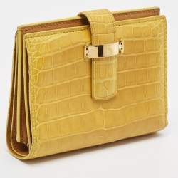 Loro Piana Yellow Crocodile Compact Wallet