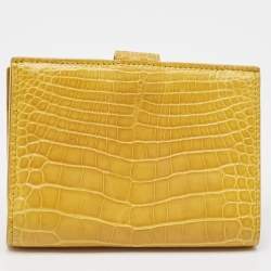Loro Piana Yellow Crocodile Compact Wallet