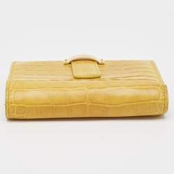 Loro Piana Yellow Crocodile Compact Wallet