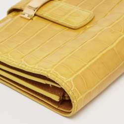 Loro Piana Yellow Crocodile Compact Wallet